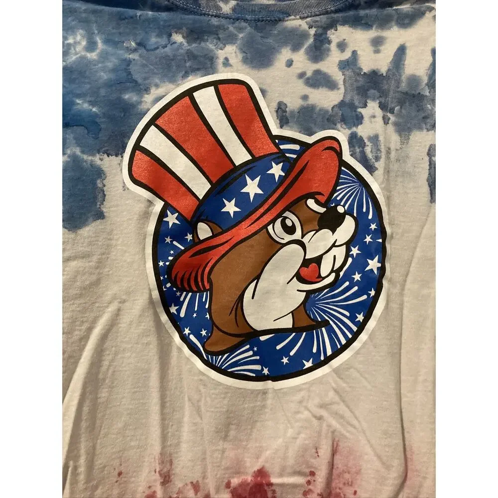 Buc-ee’s T-shirt 4th Of July Bucee The Beaver Red White & Blue Tie dye Adult S - Picture 2 of 4